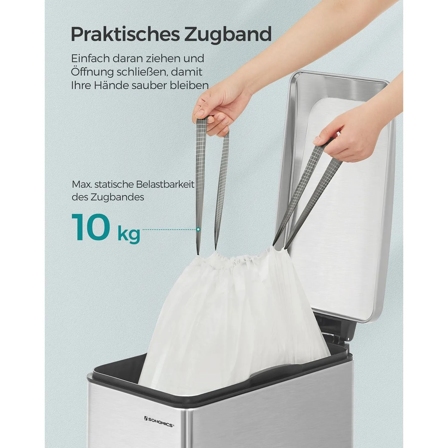 Rootz 3 Pack White Drawstring Trash Bags - Garbage Bags - Waste Bags - Heavy Duty Polyethylene Plastic - 63.5cm x 78cm - 45-55 Liter Capacity - 25kg Load Capacity - 10kg Drawstring Capacity