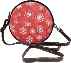 Round Crossbody Bag Small Circle Purse Zip Handbag for Women