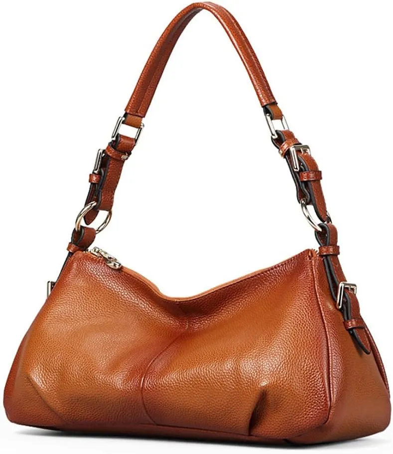 ROUROU Shoulder Bag for Women Large Capacity Handbag Genuine Leather Underarm Bag Retro Tote Bag