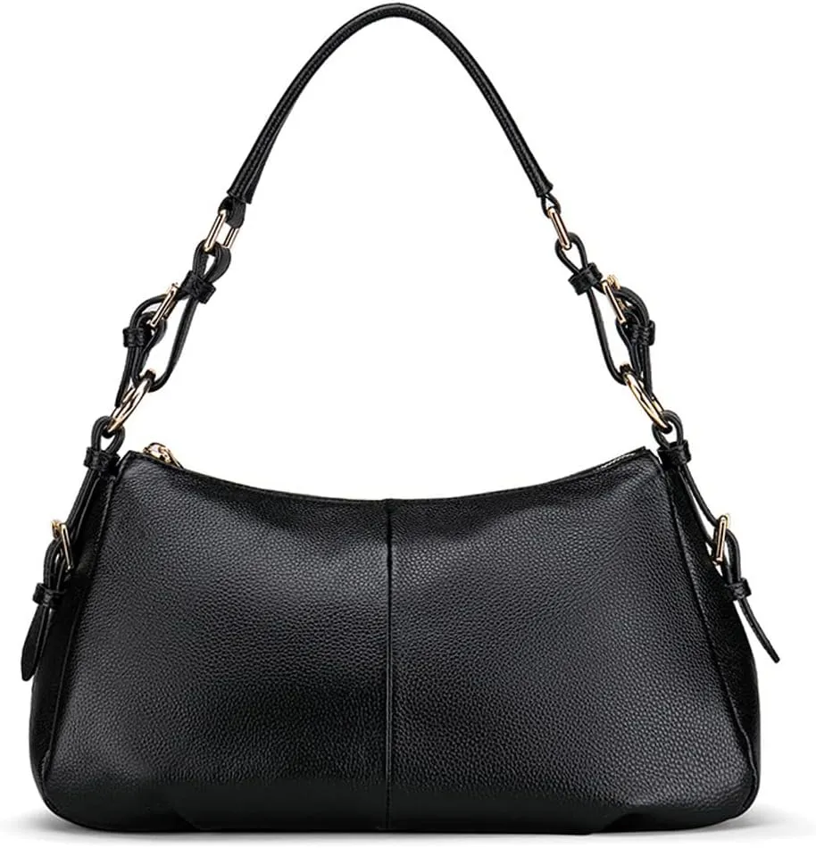 ROUROU Shoulder Bag for Women Large Capacity Handbag Genuine Leather Underarm Bag Retro Tote Bag