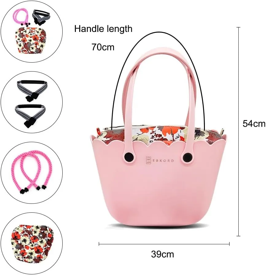 Rubber tote bag for women lightweight | EVA beach bag waterproof | Inner bag |Three pairs of handles
