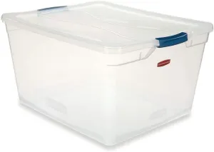 Rubbermaid Clever Store Latching Storage Tote Container, Clear, 71-quart (FG3Q3200CLMCB)