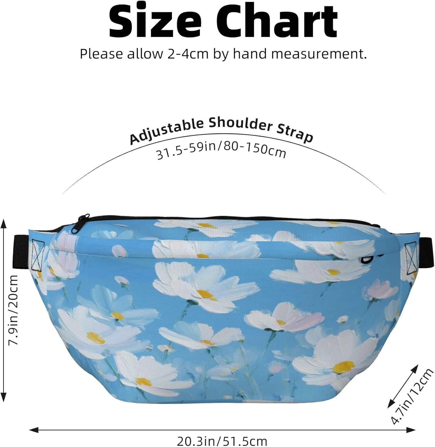 Running Waist Pack Flower Painting Blue 2-in-1 Fanny Pack and Crossbody Bag Hiking Daypack for Men Women Running Travel Hiking Daily Commute