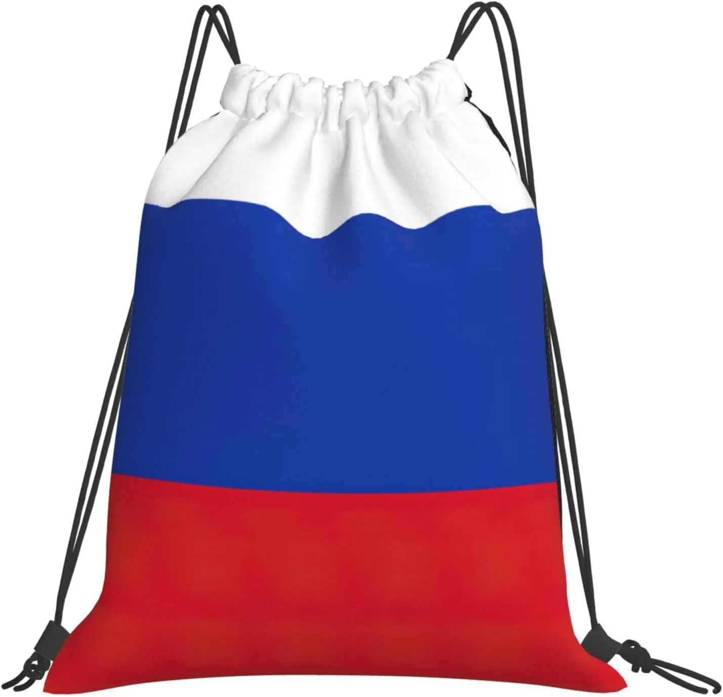 Russian Flag print Casual drawstring backpack fitness bag, fashionable, fit for sports travel and daily use