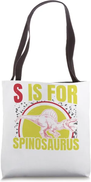 S is for Spinosaurus Dinosaur Dino Spine Lizard Cretaceous Tote Bag