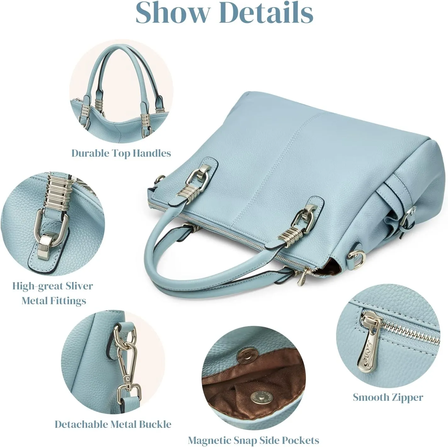 S-ZONE Women Genuine Leather Handbag Shoulder Purse Satchel Tote Crossbody Bag