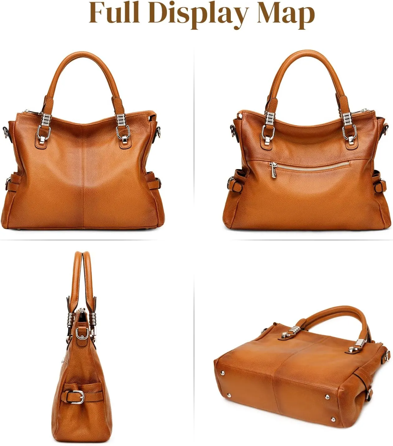 S-ZONE Women Genuine Leather Handbag Shoulder Purse Satchel Tote Crossbody Bag