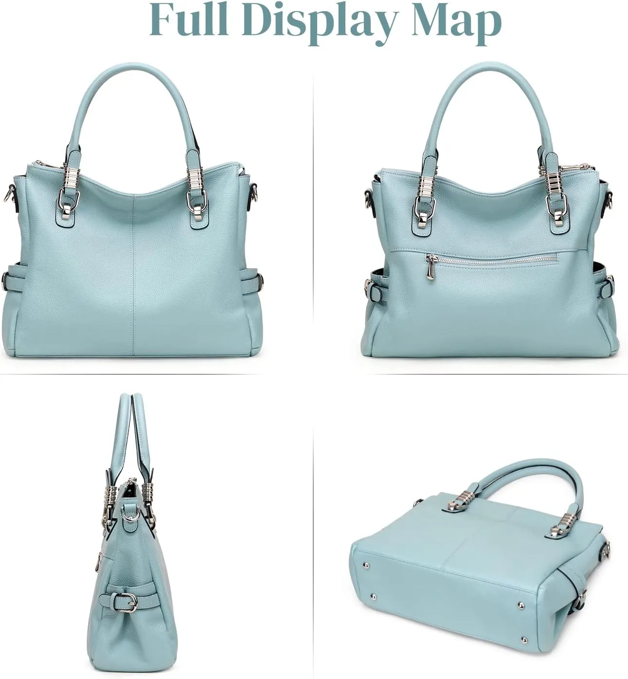 S-ZONE Women Genuine Leather Handbag Shoulder Purse Satchel Tote Crossbody Bag