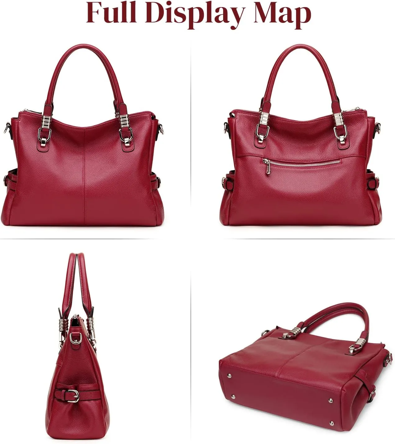 S-ZONE Women Genuine Leather Handbag Shoulder Purse Satchel Tote Crossbody Bag