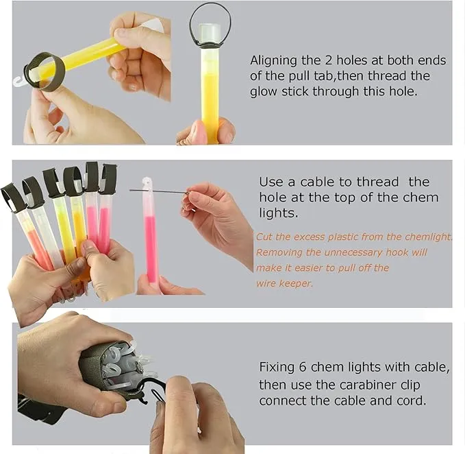 SABADO Tactical Chem Lights with Holders and Carabiner Clip, 6 Ultra Bright Glow Sticks with 12 Hour Duration for Camping Fishing and Hunting