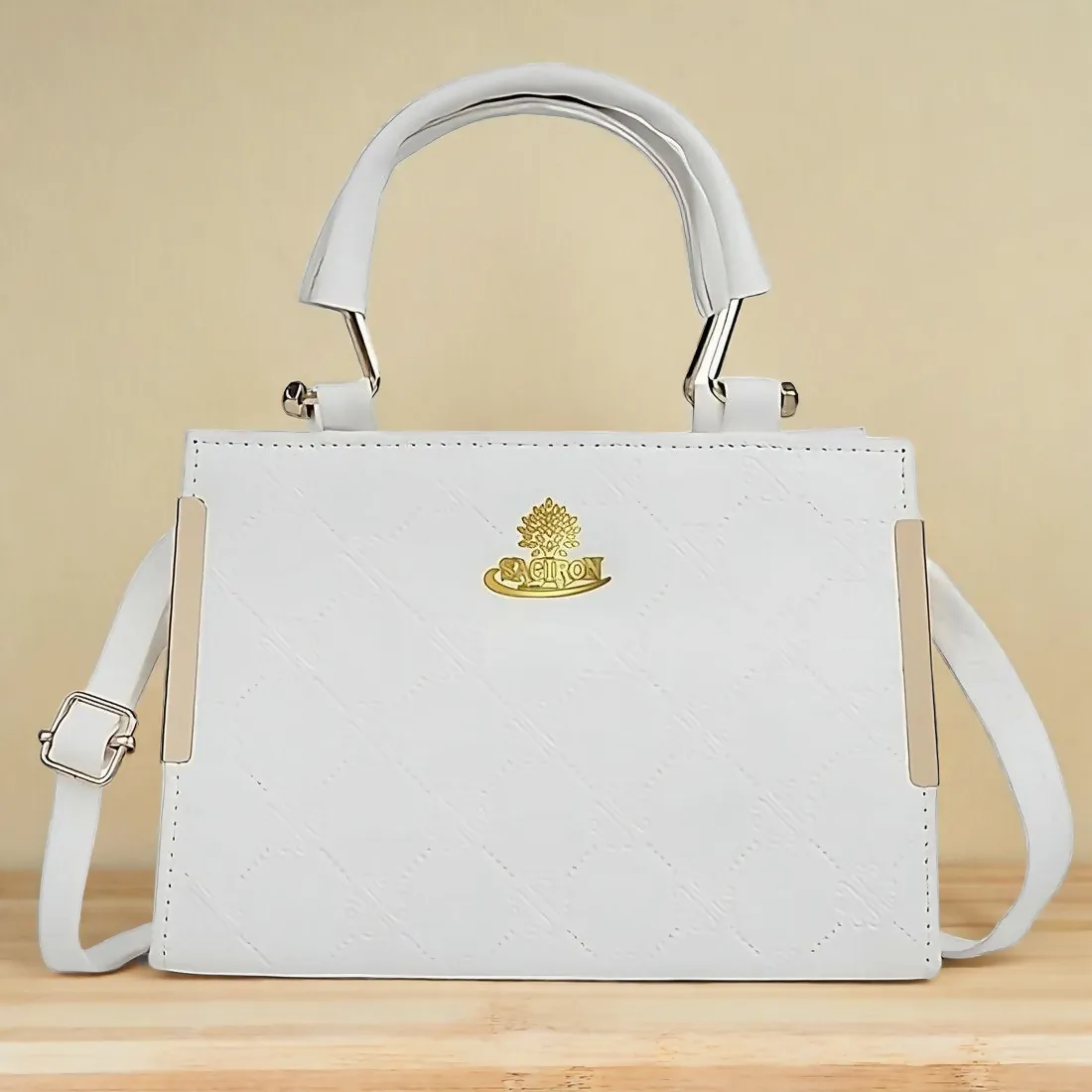 SAGIRON Women's White PU Leather Satchel – Stylish & Functional