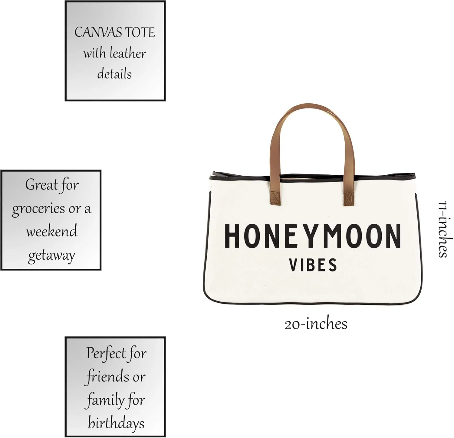 Santa Barbara Design Studio Tote Bag For Women Hold Everything Wedding 100% Cotton Canvas Shoulder Bag, Large, Honeymoon Vibes