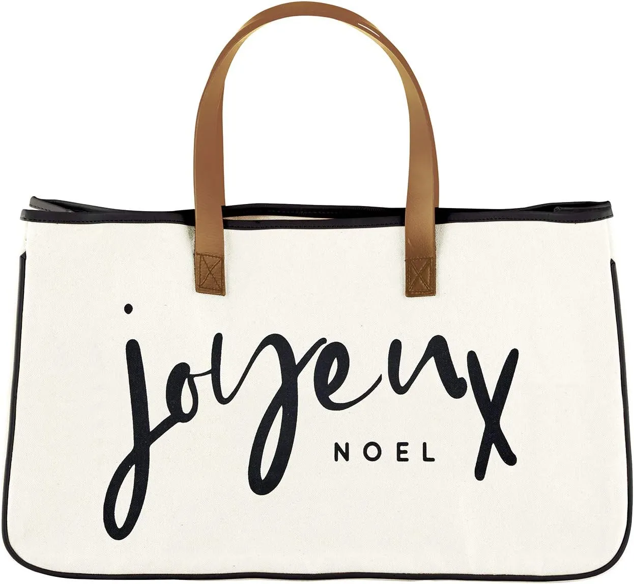 Santa Barbara Design Studio Tote Bag Holiday Collection Black and White 100% Cotton Canvas with Genuine Leather Handles