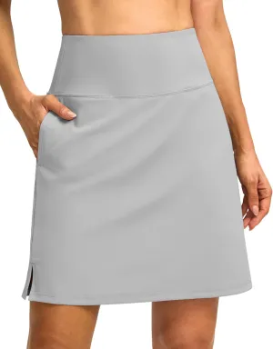 SANTINY 18" Skorts for Women 3 Pockets High Waist Long Athletic Tennis Skirt Golf Skort for Casual Summer Travel