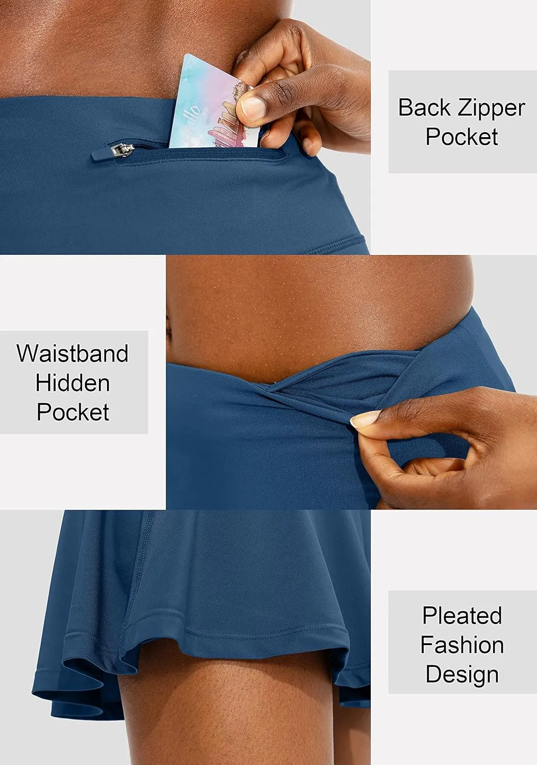 SANTINY Pleated Tennis Skirt for Women with 4 Pockets Women's High Waisted Athletic Golf Skorts Skirts for Running Casual