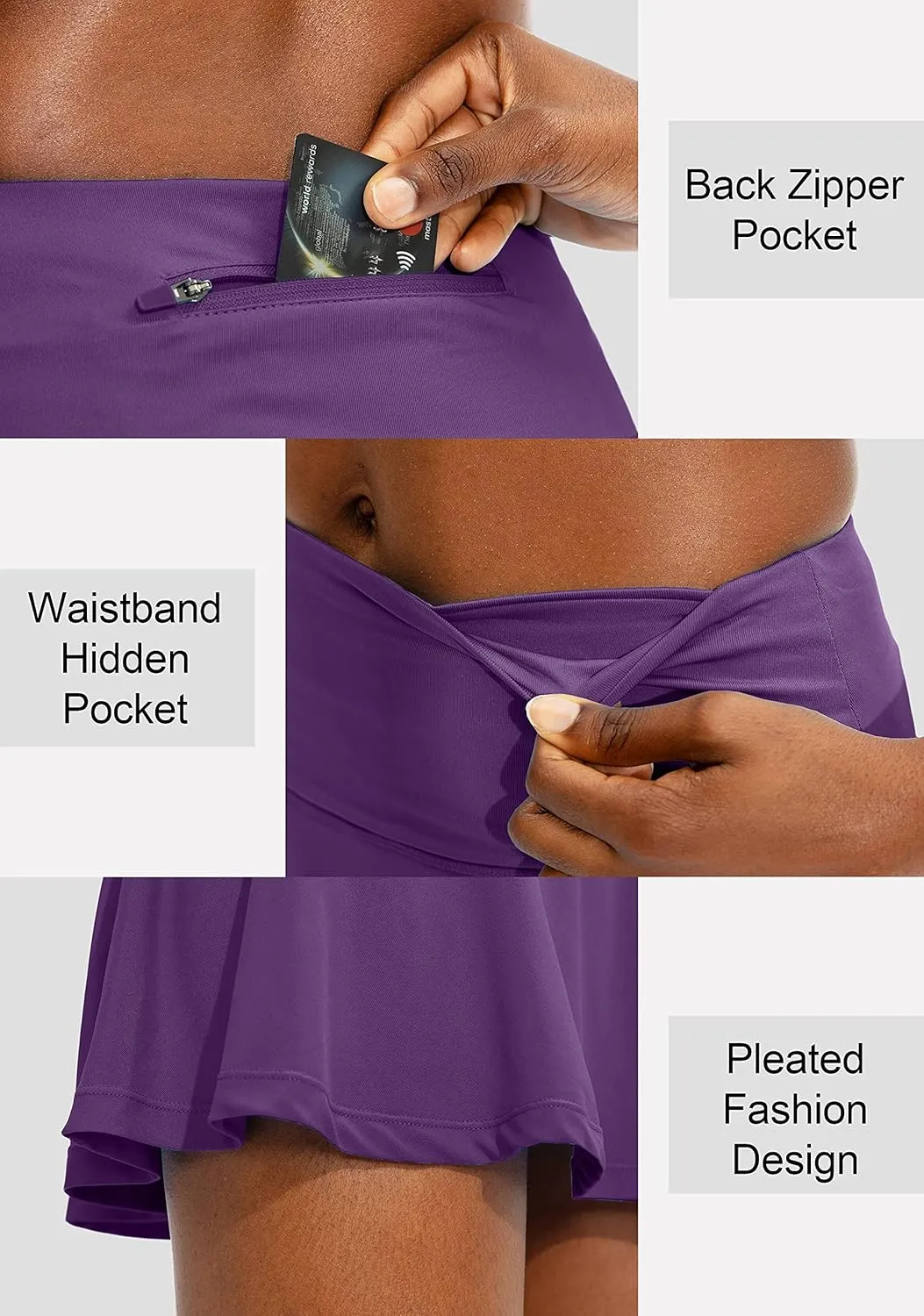 SANTINY Pleated Tennis Skirt for Women with 4 Pockets Women's High Waisted Athletic Golf Skorts Skirts for Running Casual