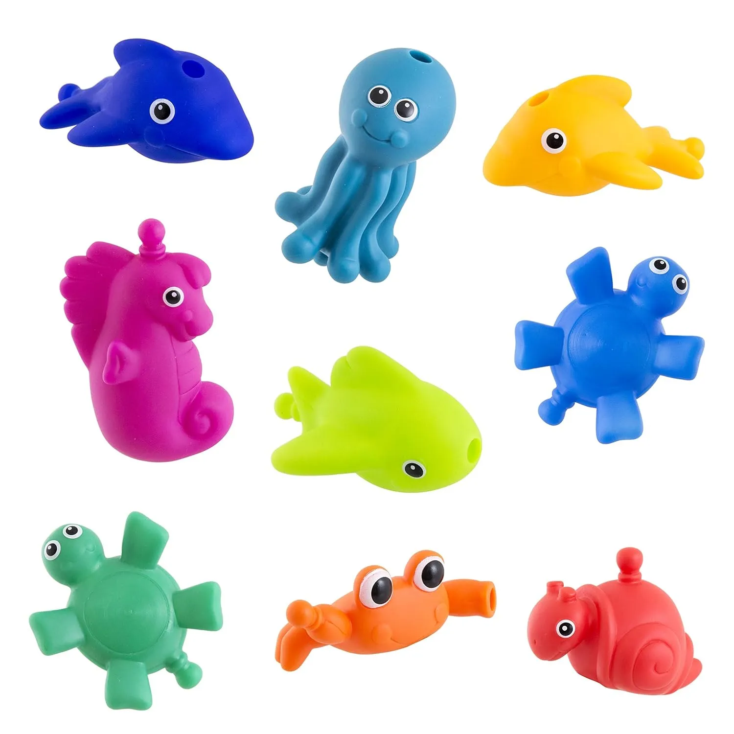 Sassy Snap and Squirt Sea Creatures - 6  Months Set of 9 Sea Characters Includes Storage Bag with Two Large Suction Cups