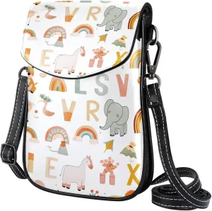 Satchel Bag Alphabet With Cute Animals Purse Crossbody Leather Messenger Bag For Women