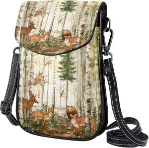Satchel Bag Birch Tree Deers Purse Crossbody Leather Messenger Bag For Women