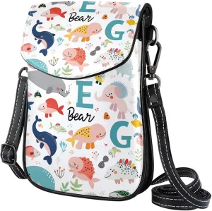 Satchel Bag Colorful Alphabet With Animals Purse Crossbody Leather Messenger Bag For Women