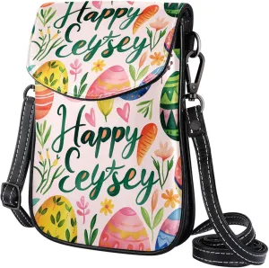 Satchel Bag Colorful Easter Eggs Happy Easter Purse Crossbody Leather Messenger Bag For Women