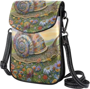 Satchel Bag Floral Blossom Snail Purse Crossbody Leather Messenger Bag For Women