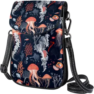 Satchel Bag Jellyfish Corals Seaweed Patterns Purse Crossbody Leather Messenger Bag For Women