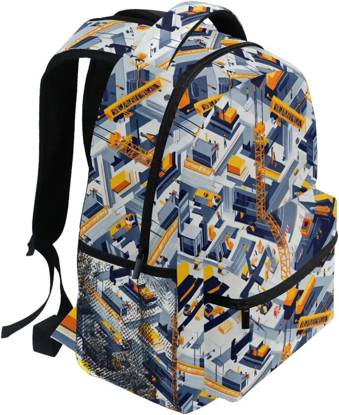 School Backpack for Men and Women Fashion School Book Bag with Chest Strap Gift Men & Women Construction Scene Concrete Mixer Truck