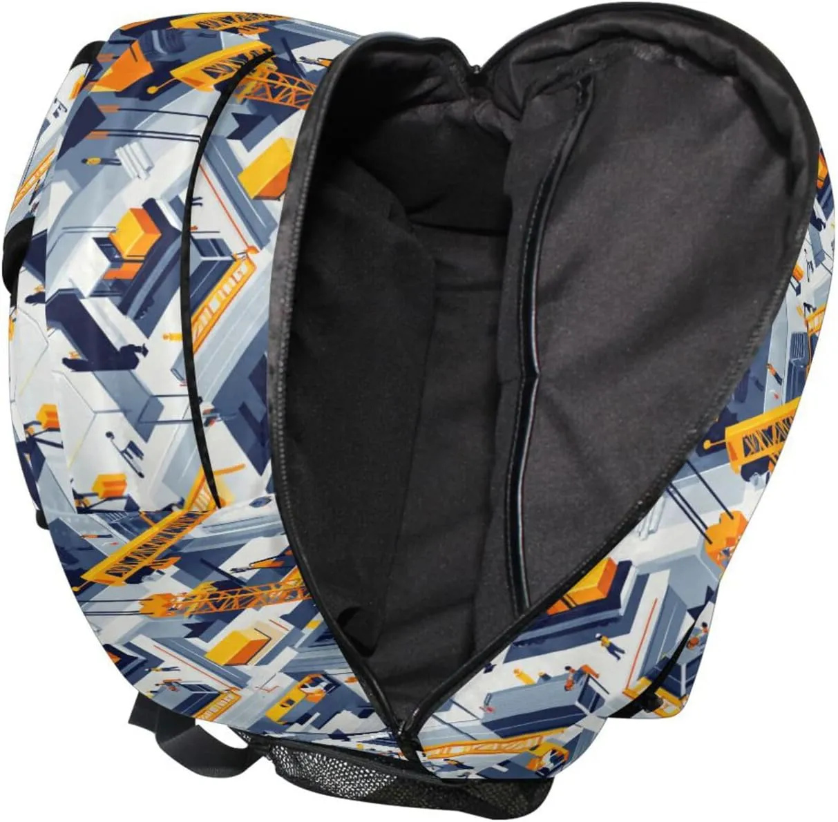 School Backpack for Men and Women Fashion School Book Bag with Chest Strap Gift Men & Women Construction Scene Concrete Mixer Truck