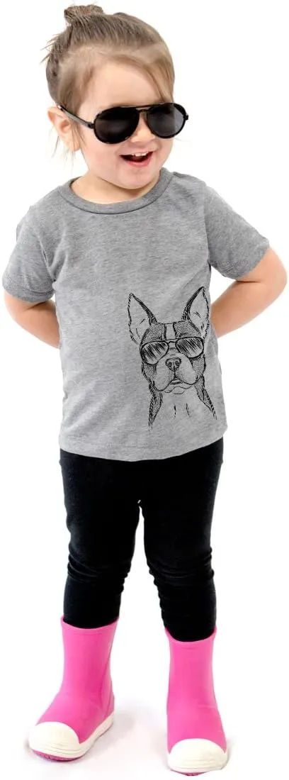 Scout The Boston Terrier Dog Youth Unisex Boy Girl Kids Crewneck Small Grey