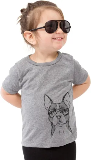 Scout The Boston Terrier Dog Youth Unisex Boy Girl Kids Crewneck Small Grey
