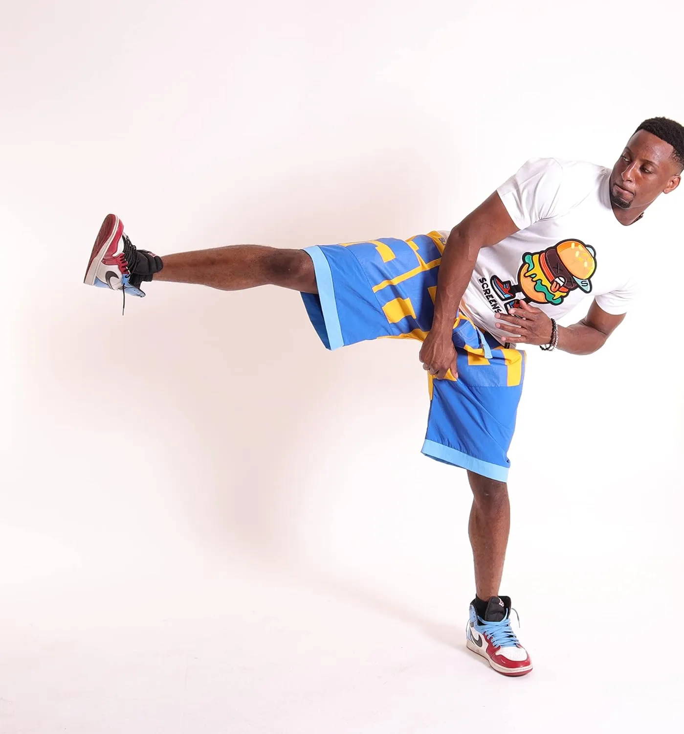 SCREENSHOT Men's Athletic Retro Throwback Basketball Gym Fitness Active Workout 12" Inseam Length Fashion Shorts