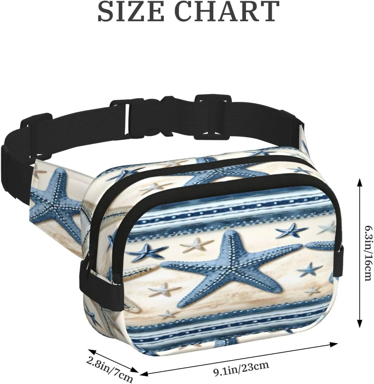 Sea Ocean Starfish Funny Pack Waist Pack for Women Men, Double Layer Pack for Workout Running Travelling
