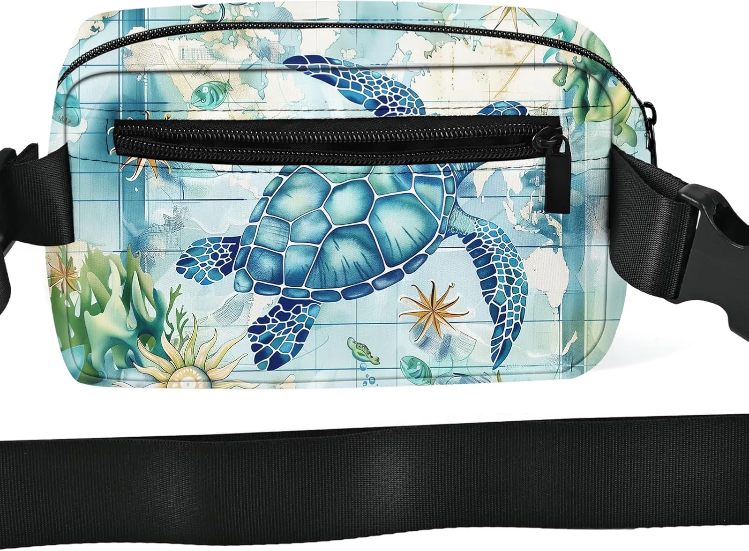 Sea Turtle Fanny Pack for Women Casual Belt Bag Waterproof Purse Lightweight Waist Bags with Adjustable Straps Wallet Travel Presents Workout