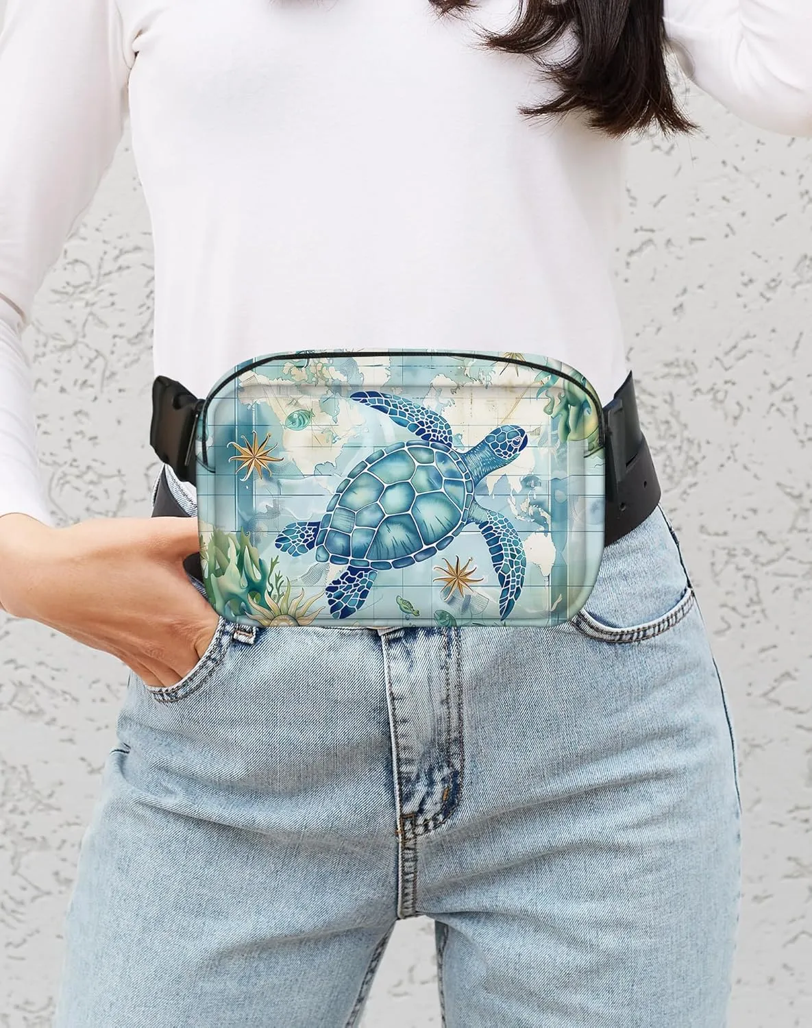 Sea Turtle Fanny Pack for Women Casual Belt Bag Waterproof Purse Lightweight Waist Bags with Adjustable Straps Wallet Travel Presents Workout