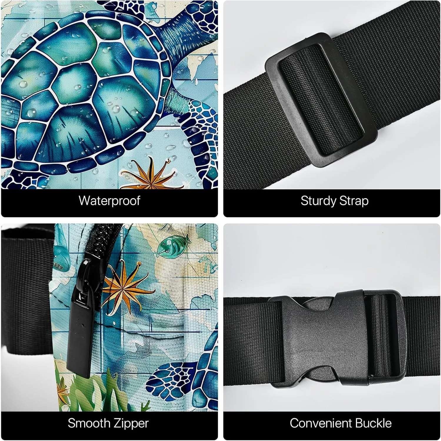 Sea Turtle Fanny Pack for Women Casual Belt Bag Waterproof Purse Lightweight Waist Bags with Adjustable Straps Wallet Travel Presents Workout