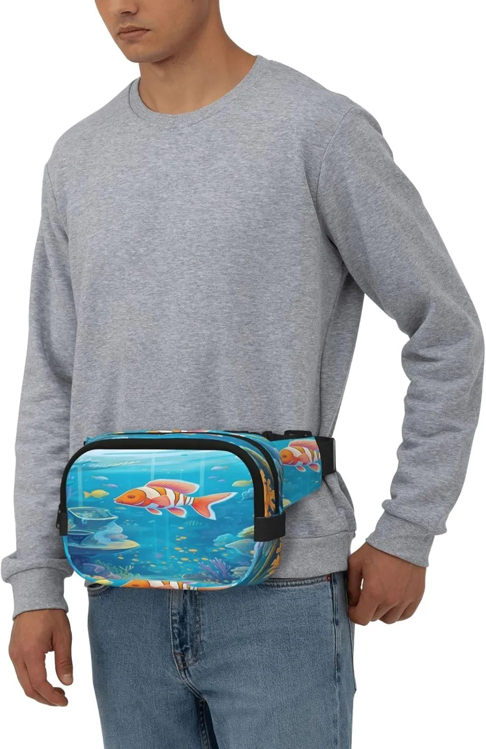 Sea World Carol Fish Funny Pack Waist Pack for Women Men, Double Layer Pack for Workout Running Travelling