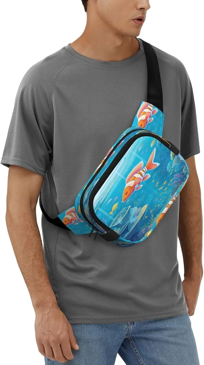 Sea World Carol Fish Funny Pack Waist Pack for Women Men, Double Layer Pack for Workout Running Travelling
