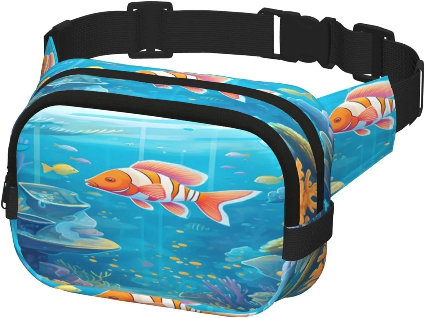 Sea World Carol Fish Funny Pack Waist Pack for Women Men, Double Layer Pack for Workout Running Travelling