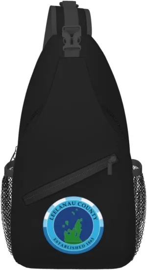 Seal Of Leelanau County, Michigan Crossbody Bags For Women Men Chest Backpack Gym Shoulder Bag Travel Outdoor Sports Casual Crossbody Bags