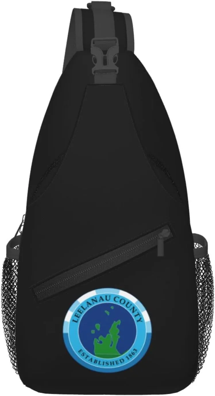Seal Of Leelanau County, Michigan Crossbody Bags For Women Men Chest Backpack Gym Shoulder Bag Travel Outdoor Sports Casual Crossbody Bags