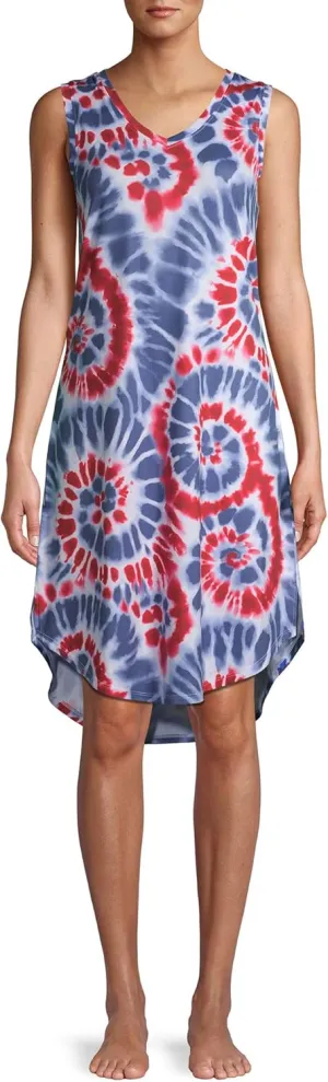 Secret Treasures Tie Dye Arctic White V-Neck Tank Top Chemise - Small