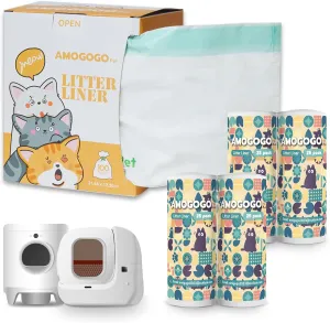 Self-Cleaning Litter Box Liner Bags, Compatible with PETKIT Pura Max & X, Leak-Proof Replacement Waste Bags, 100 Count Cat Litter Trash Bags with Drawstring, 21.8" x 12.4"