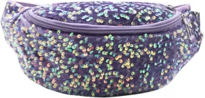 Sequins Glitter Waist Bag Fanny Pack for Women Girls Crossbody Belt Bag Chest Bag Phone Pouch for Travel Running Workout