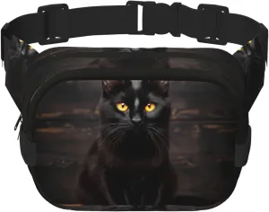 Serious Cat Fitness travel shoulder bag, fashionable and casual waist bag, square double-layer waist bag