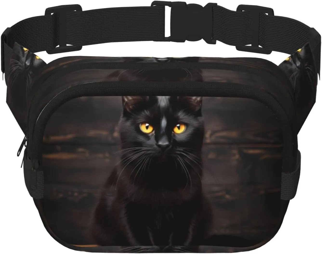 Serious Cat Fitness travel shoulder bag, fashionable and casual waist bag, square double-layer waist bag