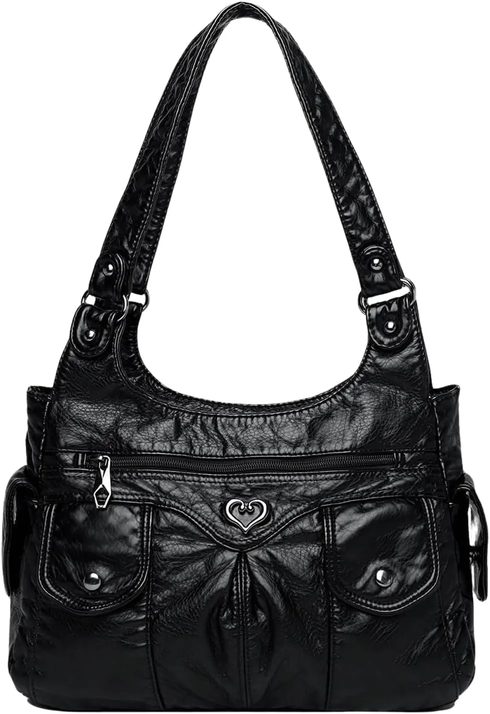 SHENHE Women's Punk Rivet Studded Purse PU Leather Funky Satchel Shoulder Handbag with Multi Pockets
