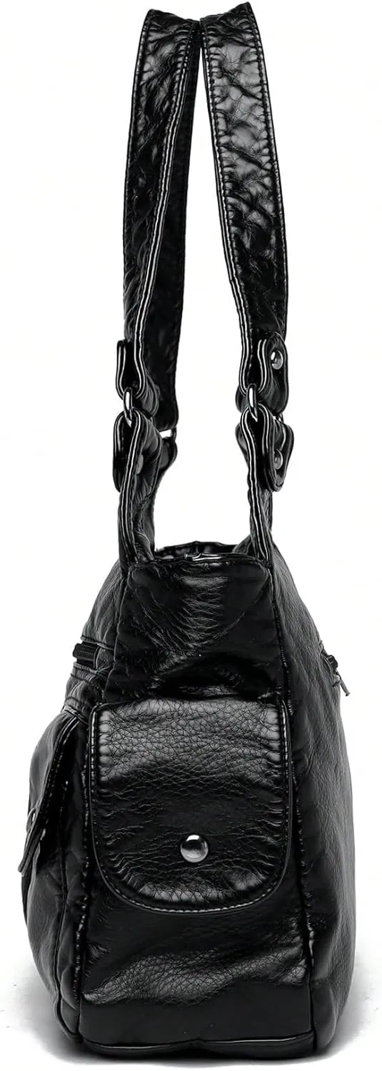 SHENHE Women's Punk Rivet Studded Purse PU Leather Funky Satchel Shoulder Handbag with Multi Pockets