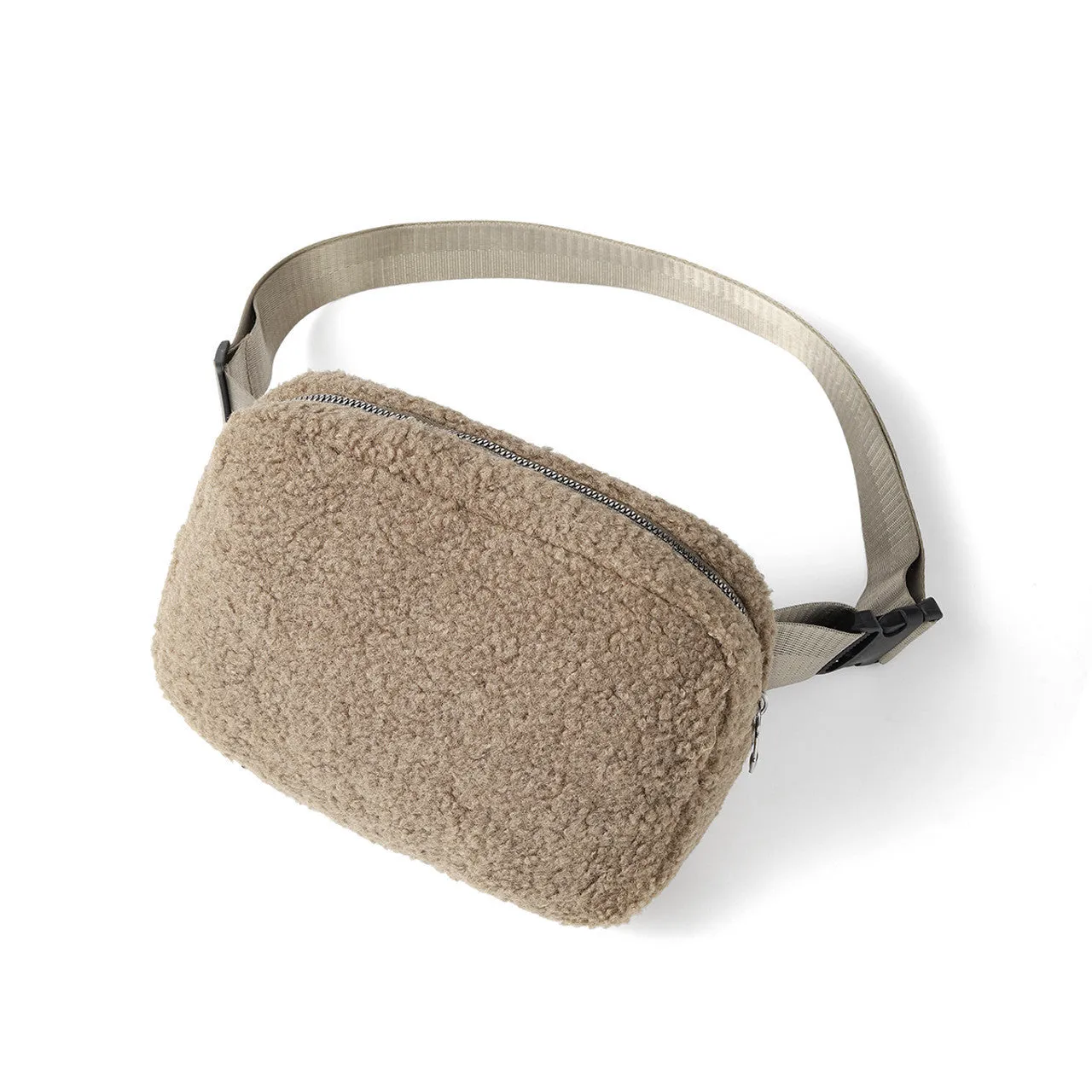 Sherpa Waist Fanny Pack with Adjustable Strap - Belt Bag Dupe - Fleece Lined Sherpa Bag