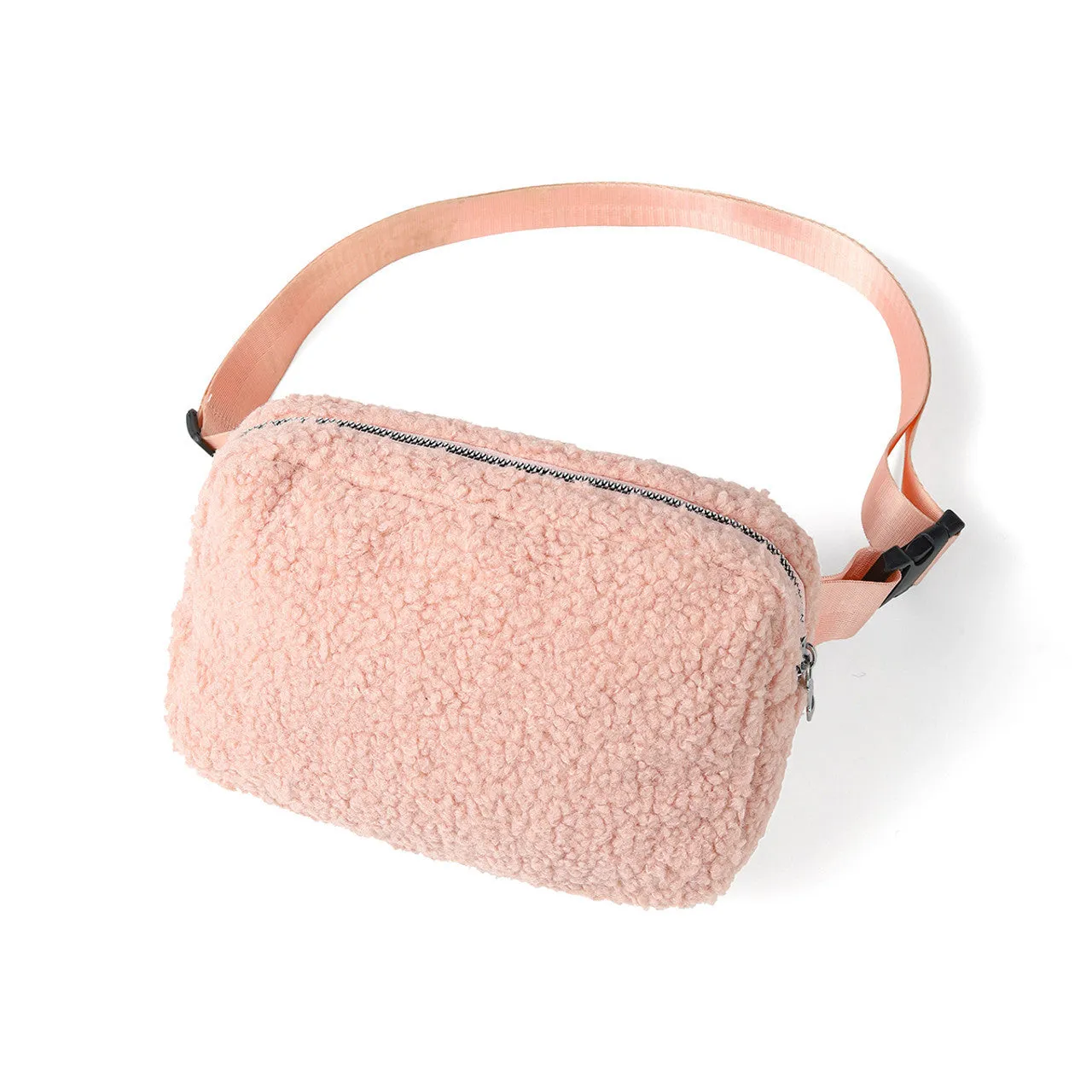 Sherpa Waist Fanny Pack with Adjustable Strap - Belt Bag Dupe - Fleece Lined Sherpa Bag
